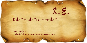 Kürtös Ernő névjegykártya